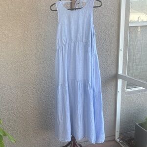 Haven Well Within sleeveless Light Blue Tiered linenMidi Dress